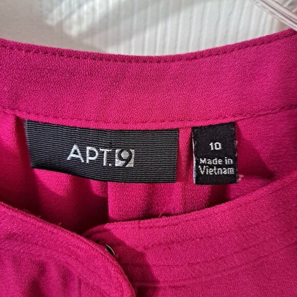 Apt 9 Women's 10 Magenta Long Sleeve Button Up Elastic Waist Dress Business - Picture 2 of 10